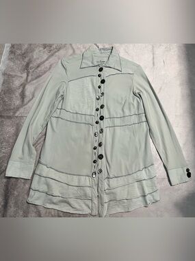neon buddha Light Sage Green Long Sleeve Button Front Jacket